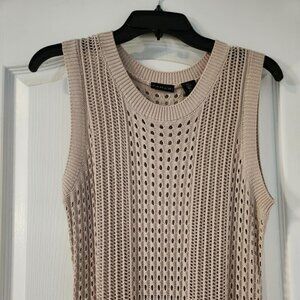 Tahari Crochet Dress Scoopneck Sleeveless Swim Coverup Beige Tan Large (Used)